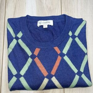 Kinross Cashmere Sweater Geometric Pattern Crewneck Multicolor Men's Sz L Large
